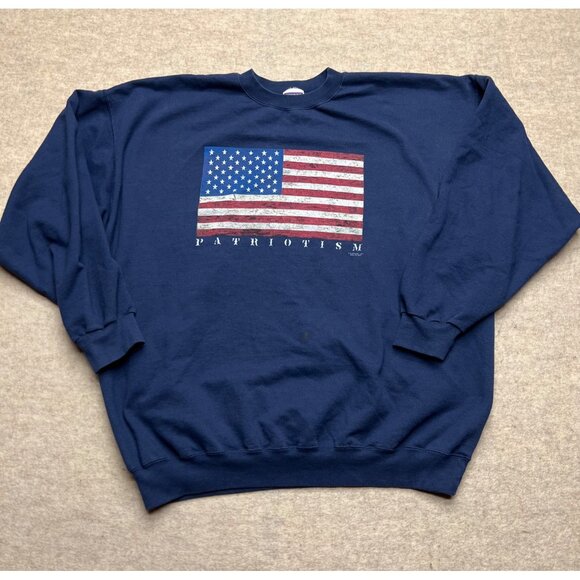 Hanes Heavyweight Crewneck Patriotism United States Flag Sweatshirt 2XL - Picture 1 of 8